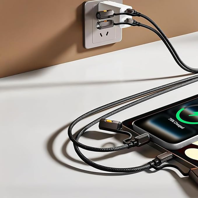 GRIPP PowerUp Wonder 4-in-1 Cable – Fast Charging & Data Sync Cable (Black)