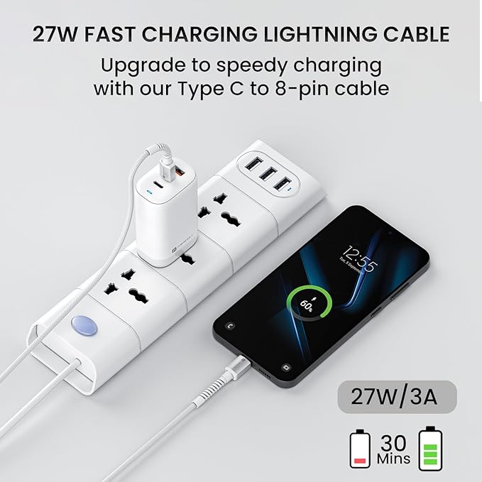 Portronics Konnect X 27W Type-C to Lightning Cable – Fast Charging Cable