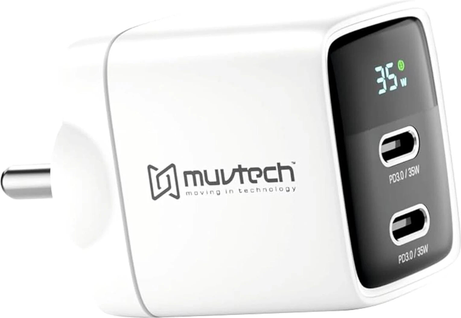 Muvtech Air Dash Mini PD35W Charger – Dual USB-C Fast Charging Adapter