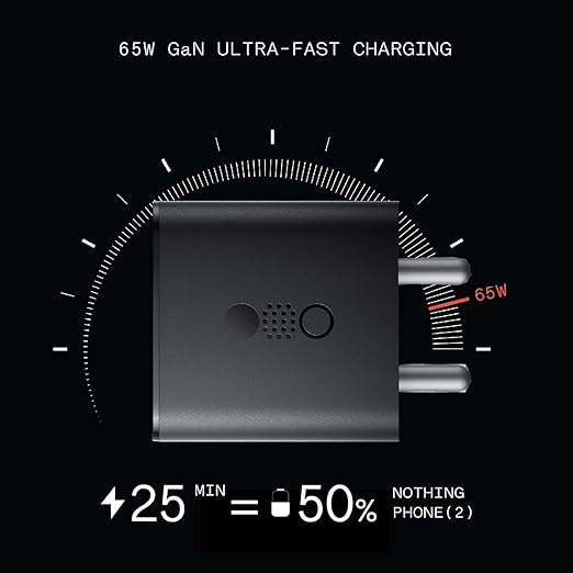 Nothing Power 65W Charger – GaN 3-Port Fast Charging Adapter (Dark Grey)