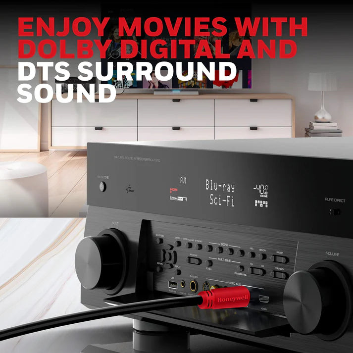 Honeywell Optical Cable – Digital Toslink Audio Cable for TV, Soundbar & Home Theatre