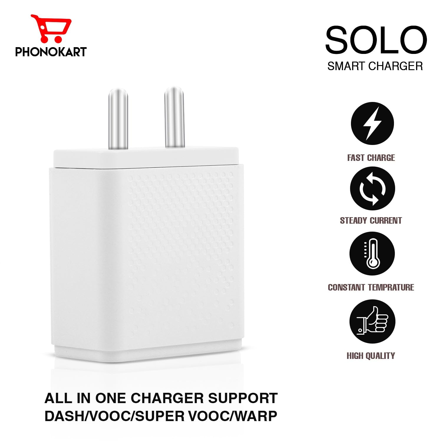 Phonokart Solo 30 Type-C Charger – 30W PD Fast Charging Adapter