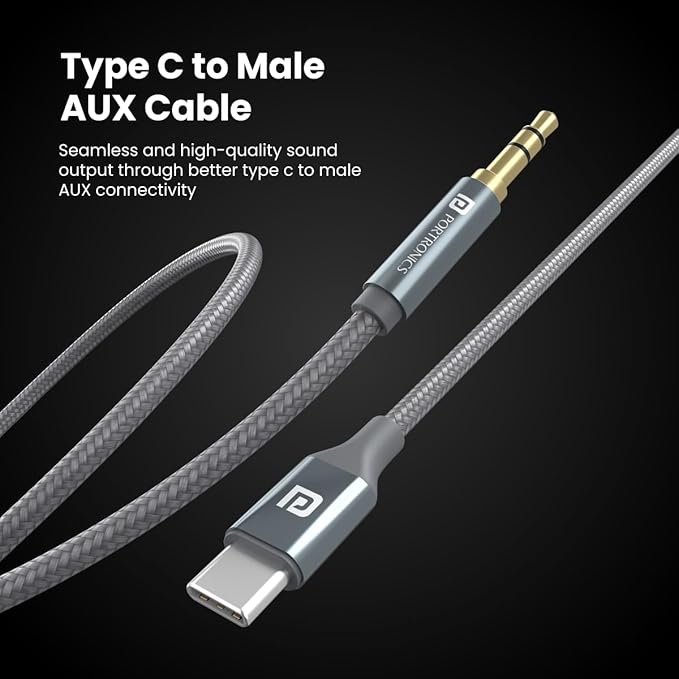 Portronics iKonnect Type-C to AUX Cable POR 1890 – USB-C to 3.5mm Audio Adapter
