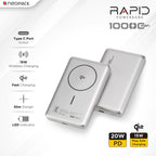 Neopack Rapid Pro Qi2 10000mAh Wireless Power Bank Silver