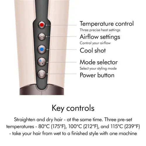 Dyson Airstrait™ Hair Straightener | Wet-to-Dry Air Straightening | No Hot Plates | No Heat Damage | Ceramic Pink & Rose Gold