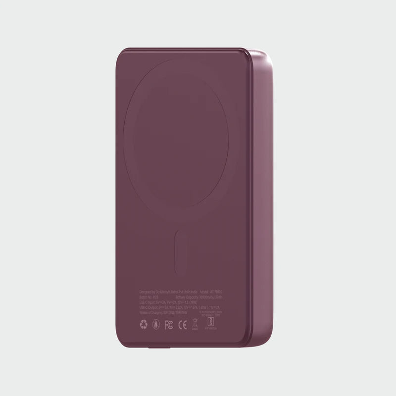 Muvtech Slim II 10000mAh Magnetic Wireless Power Bank Burgundy
