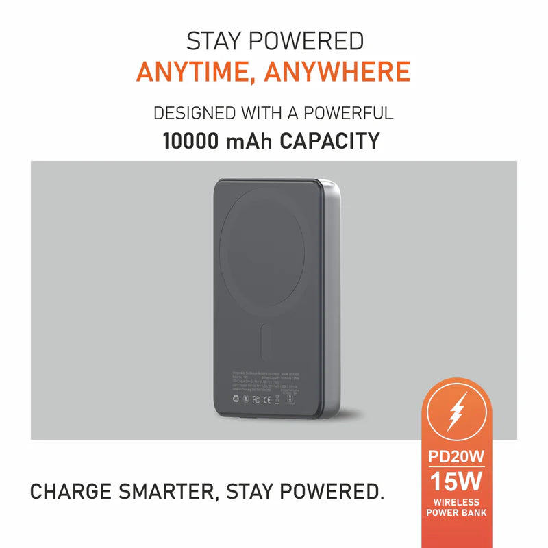 Muvtech Slim II 10000mAh Magnetic Wireless Power Bank Gray
