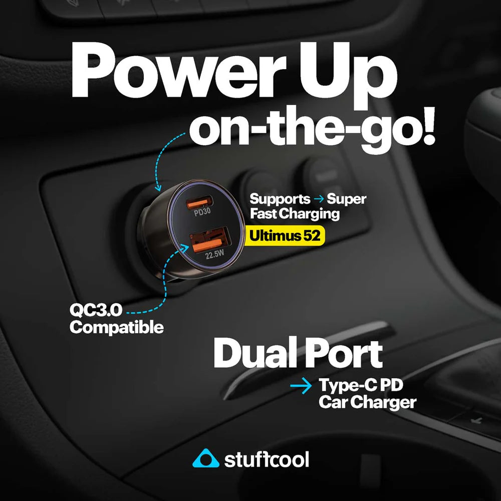 Stuffcool Ultimus 22.5W Car Charger – USB & Type-C PD Fast Charging
