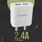 Toreto TOR-PLUG 2 TOR-537 – Dual USB Fast Charging Wall Adapter