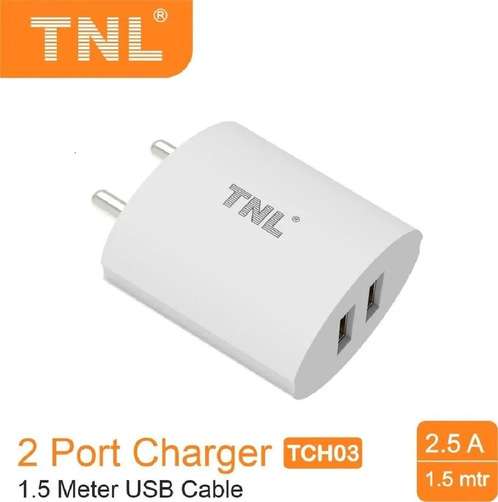TNL 2 PORT CHARGER 25W 2.5 AMP USB CHARGER, WITHOUT CABLE