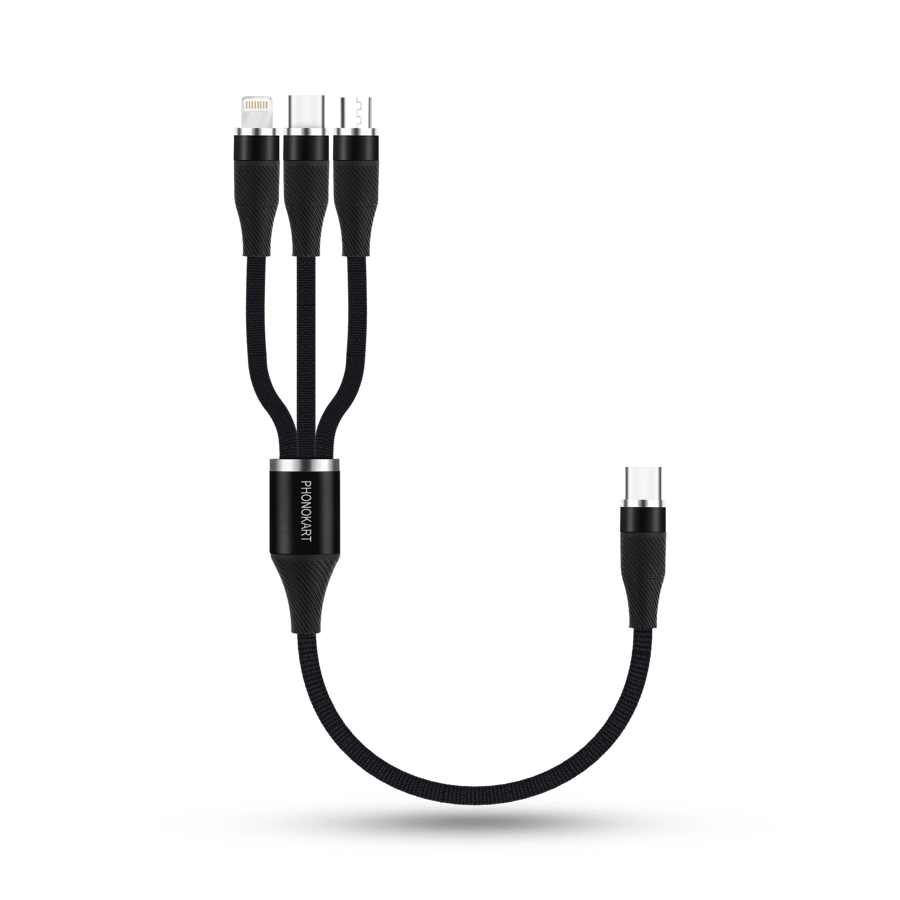 Phonokart TRIX 3-in-1 Fast Charging Cable – 100W Multi Charging Cable