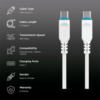 Stuffcool TUG Braided 60W USB-C to USB-C Cable White