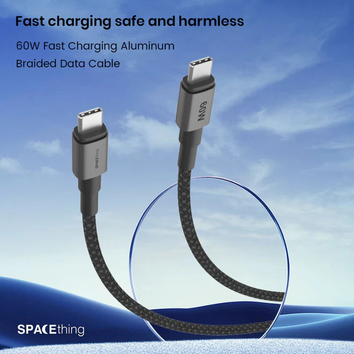 SpaceThing Volt 60W USB-C to USB-C Cable 2m Black