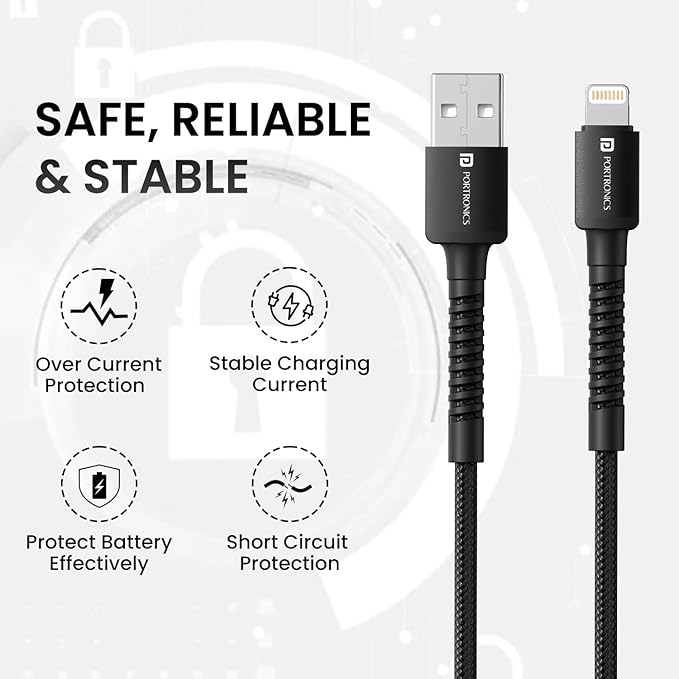 Portronics Konnect X Lightning Cable – Fast Charging & Data Sync Cable for iPhone