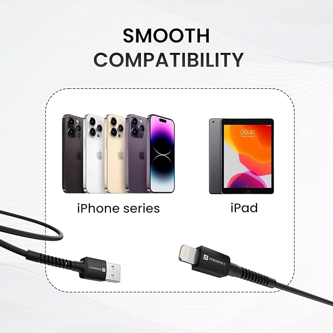 Portronics Konnect X Lightning Cable – Fast Charging & Data Sync Cable for iPhone